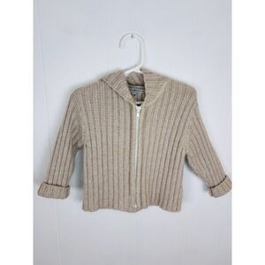 VTG Hooded Wool Blend Full Zip Cardigan Baby Autumn Sweater Brown Sz 12M By DPAM